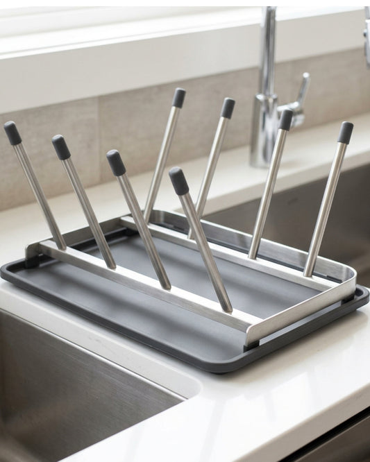 Mvnt Angled Cup Draining Rack with Sloped Board 38 cm Stainless Steel - Lifestyle view