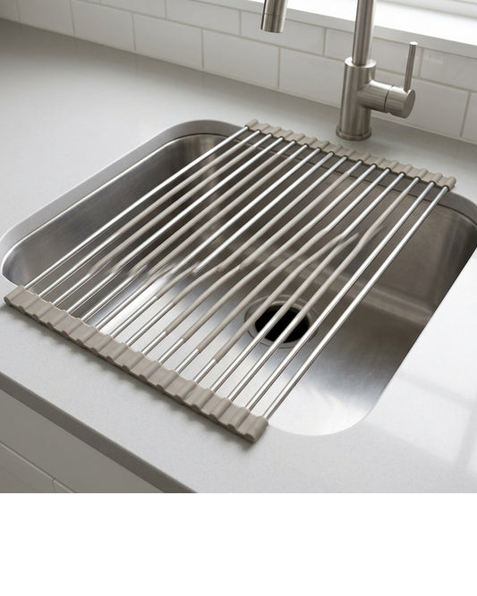 Mvnt Roll-Up Over-Sink Draining Rack 47 x 33 cm Warm Gray - Lifestyle view