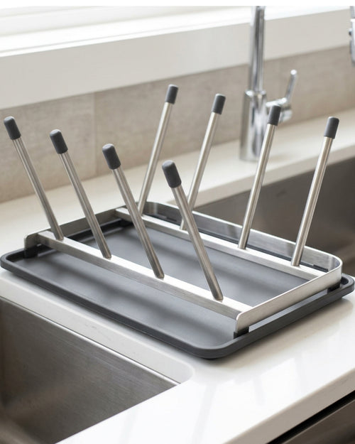 Mvnt Angled Cup Draining Rack with Sloped Board 38 cm Stainless Steel - Lifestyle view