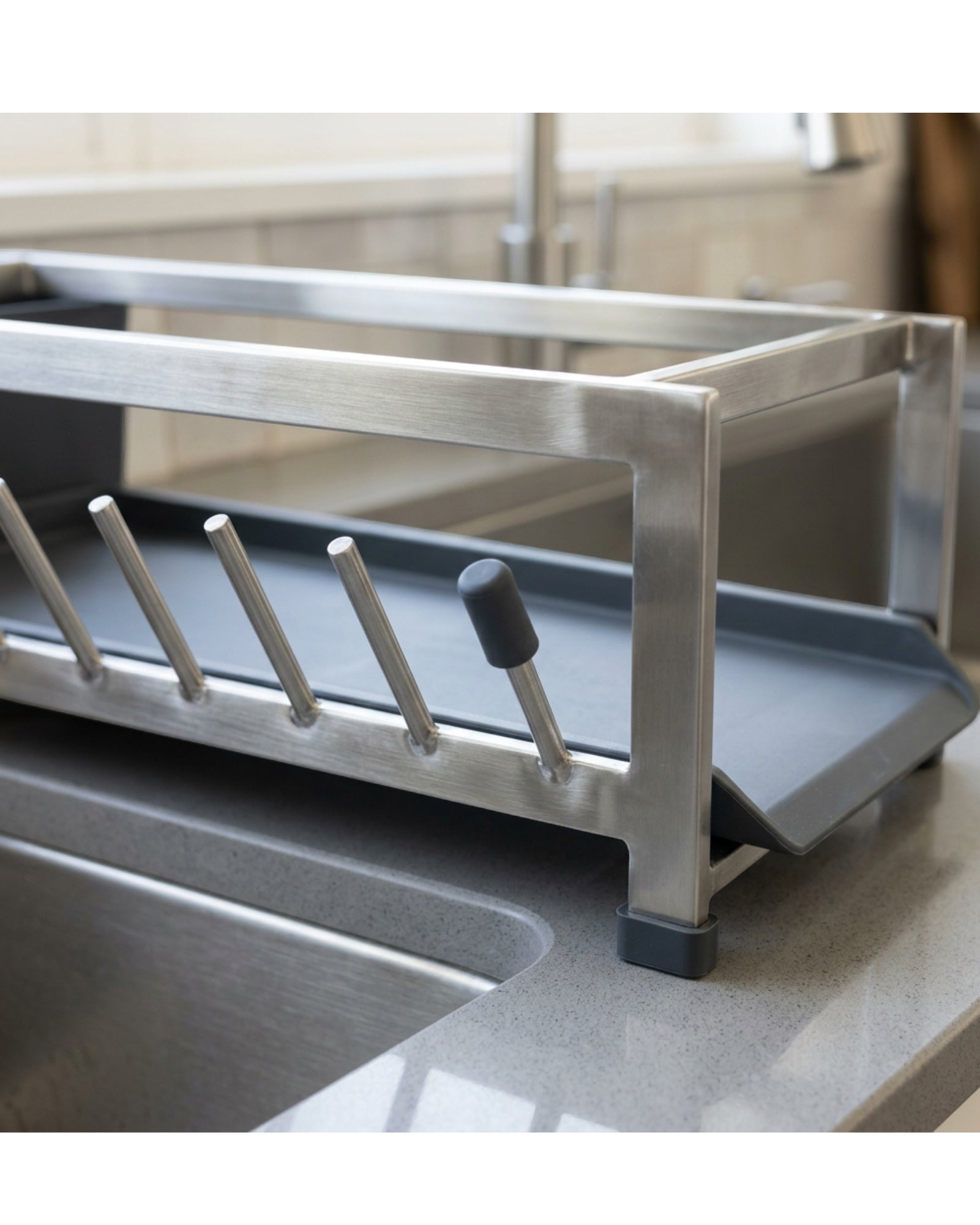 Mvnt Angled Cup Draining Rack with Sloped Board 38 cm Stainless Steel - Detail view