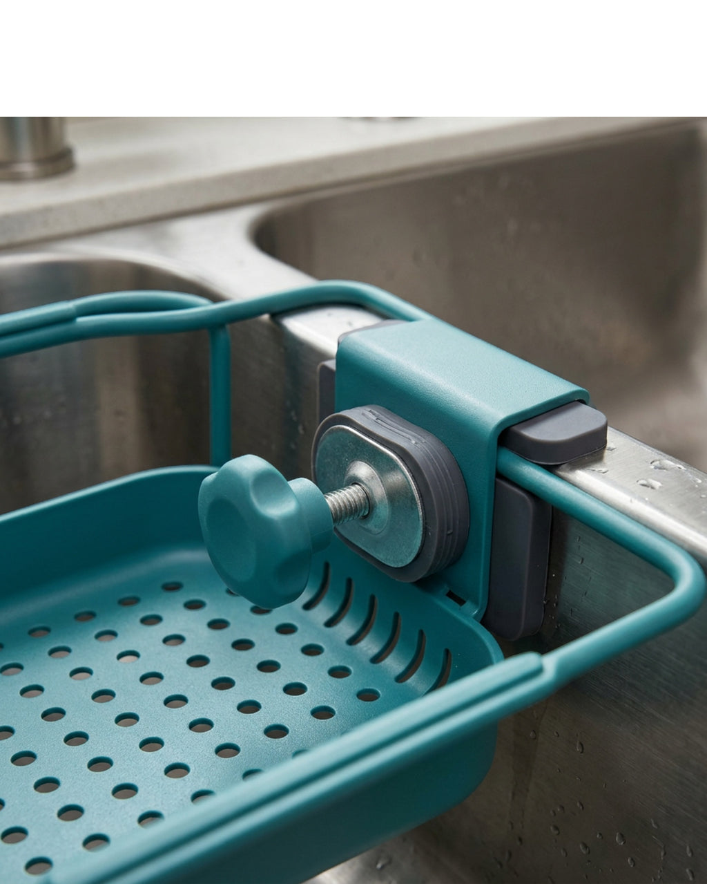 Mvnt Clamp-On Sink Side Draining Basket 28 cm Teal - Detail view