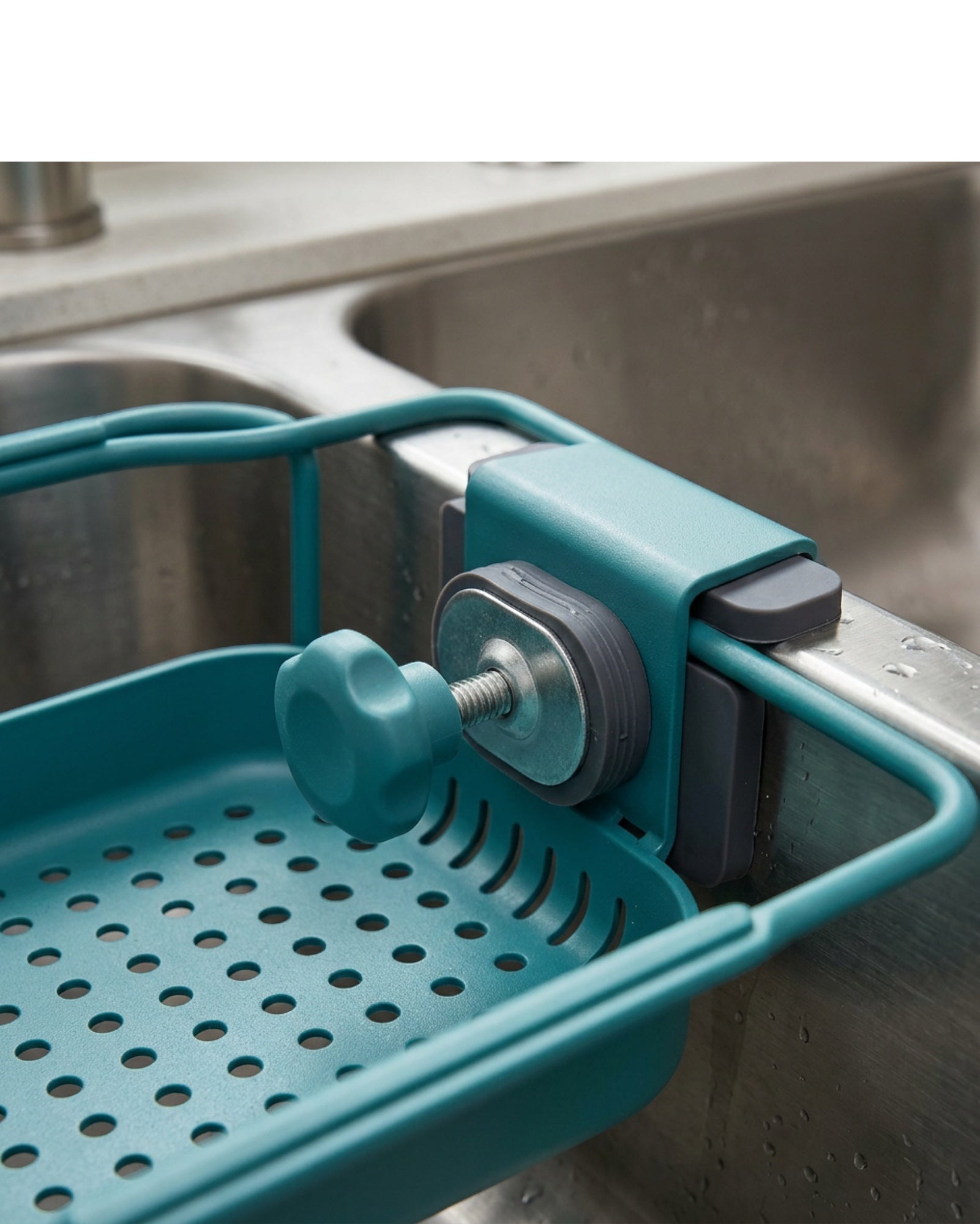 Mvnt Clamp-On Sink Side Draining Basket 28 cm Teal - Detail view