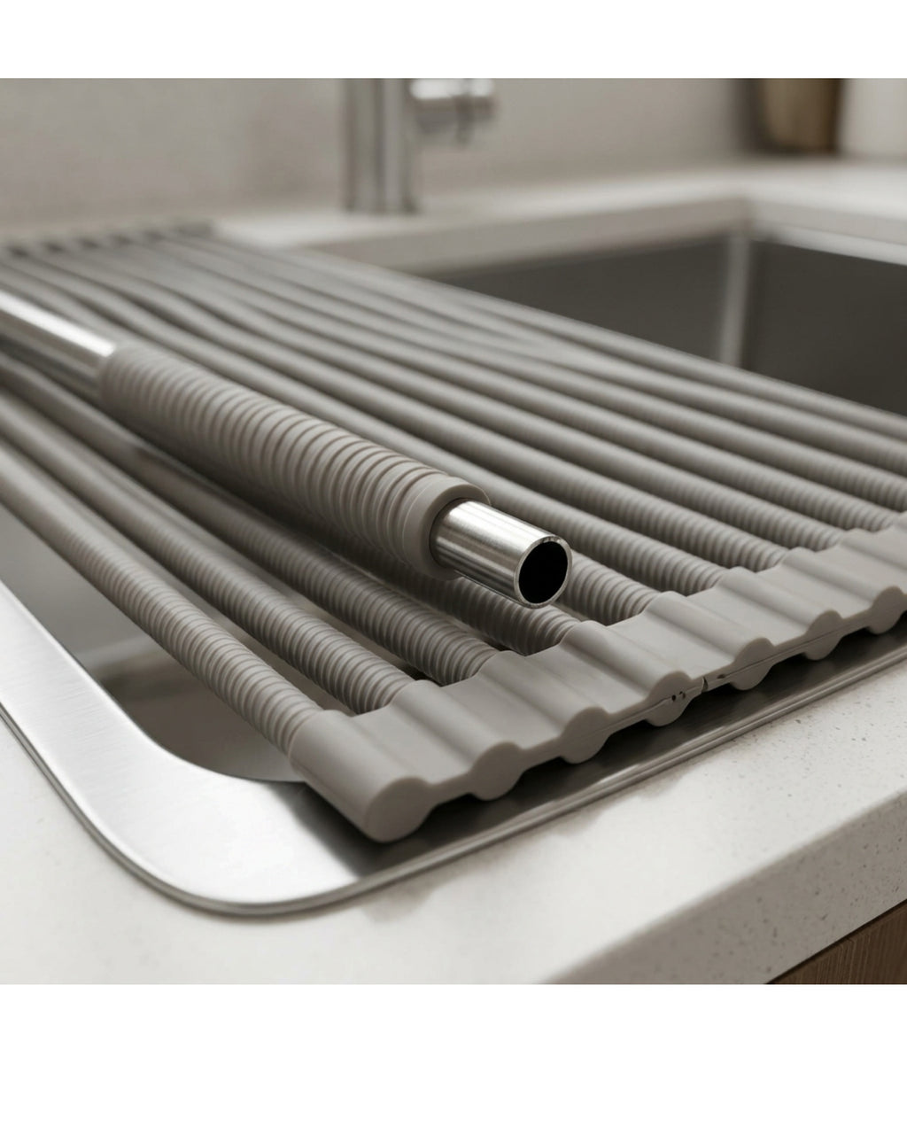 Mvnt Roll-Up Over-Sink Draining Rack 47 x 33 cm Warm Gray - Detail view